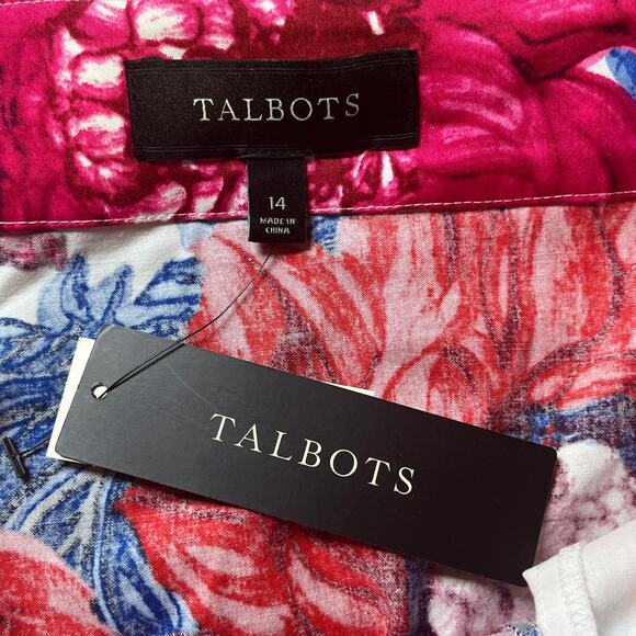 Talbots Skirt Women 14 Red Floral A-Line Pockets Business Career Office Work NEW - Picture 6 of 10